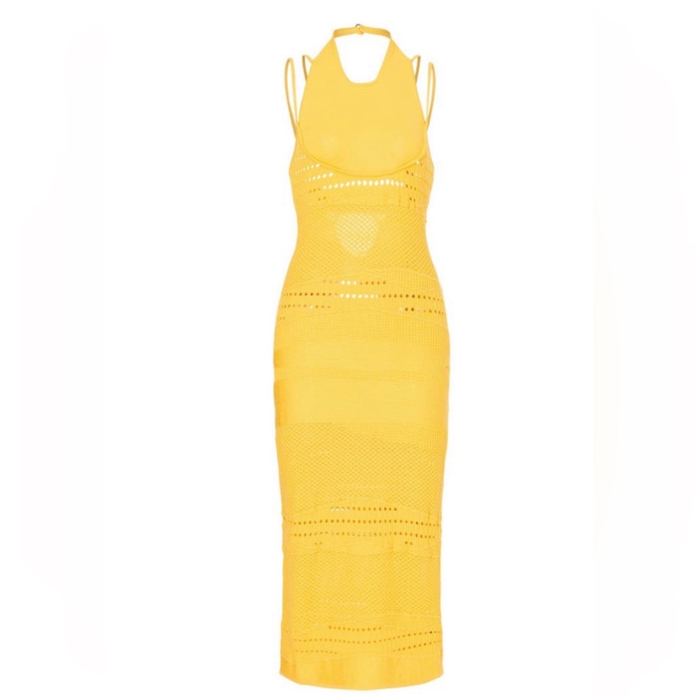 Sleeveless Yellow Crochet midi/Maxi Dress